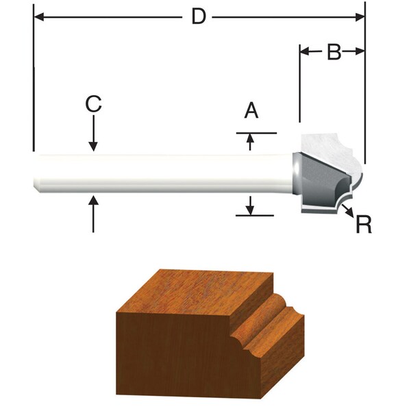 Vermont American 1/2 in. D X 1/2 in. X 1-7/8 in. L Carbide Tipped 2-Flute Classical Router Bit 23126 - main